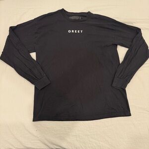 Equinox Men’s Large Black GREET Long Sleeve Graphic Tee Fitness Workout Shirt